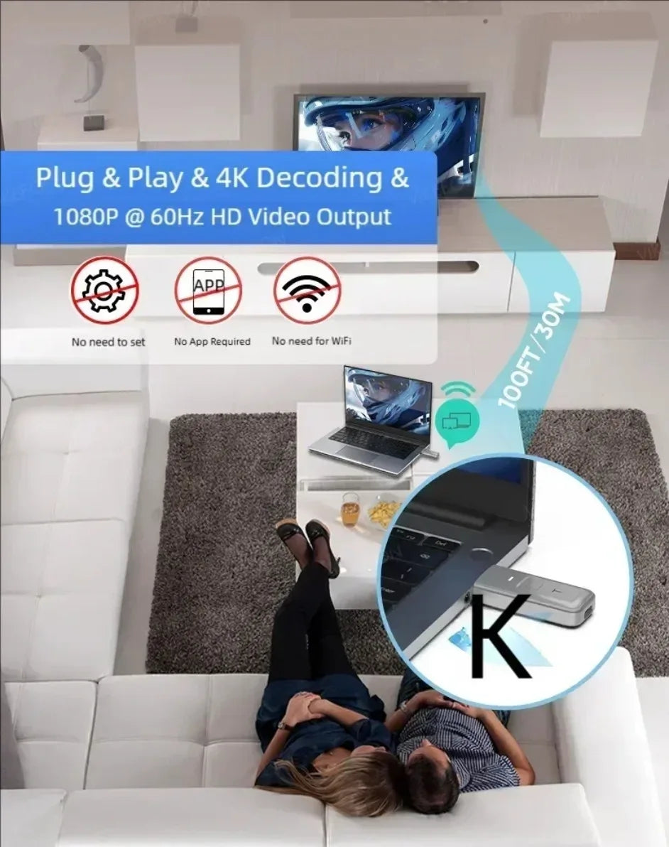 5G Wireless HDMI Video Transmitter And Receiver Kit Home Audio Video TV Stick  Full HD Mini Projector Extender Display Dongle