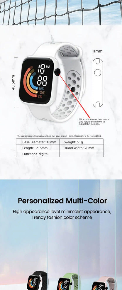2023 New Fashion LED Digital Watch for Kids Sports Waterproof Watches Boy Girl Childrens Red Silicone Watch Electronic Clock