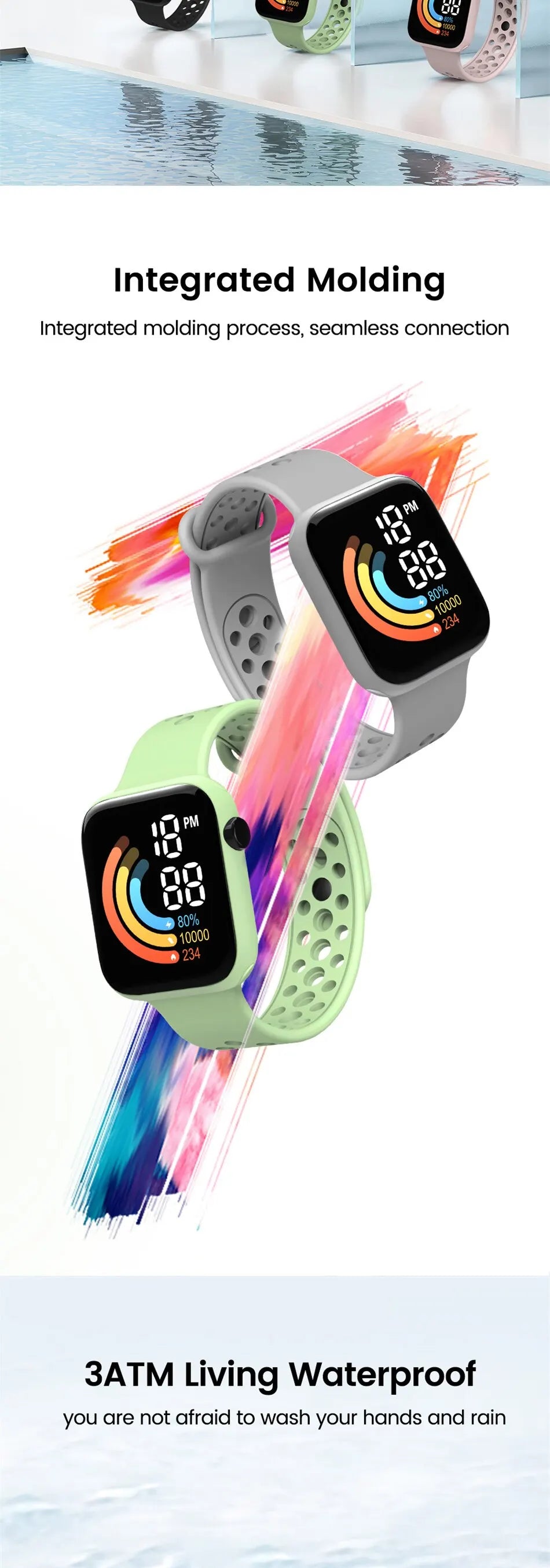 2023 New Fashion LED Digital Watch for Kids Sports Waterproof Watches Boy Girl Childrens Red Silicone Watch Electronic Clock