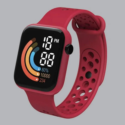 2023 New Fashion LED Digital Watch for Kids Sports Waterproof Watches Boy Girl Childrens Red Silicone Watch Electronic Clock