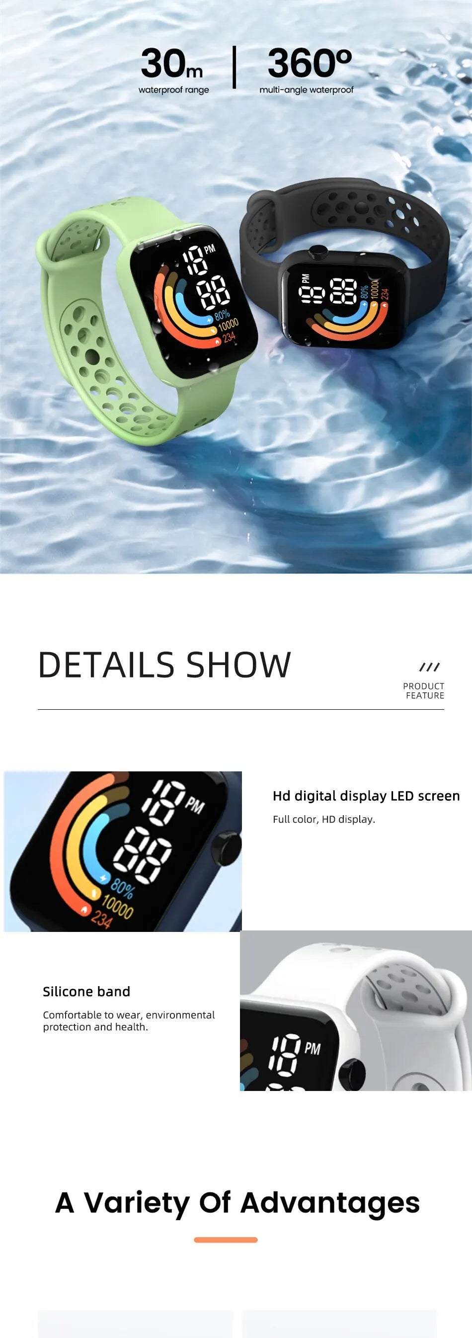 2023 New Fashion LED Digital Watch for Kids Sports Waterproof Watches Boy Girl Childrens Red Silicone Watch Electronic Clock