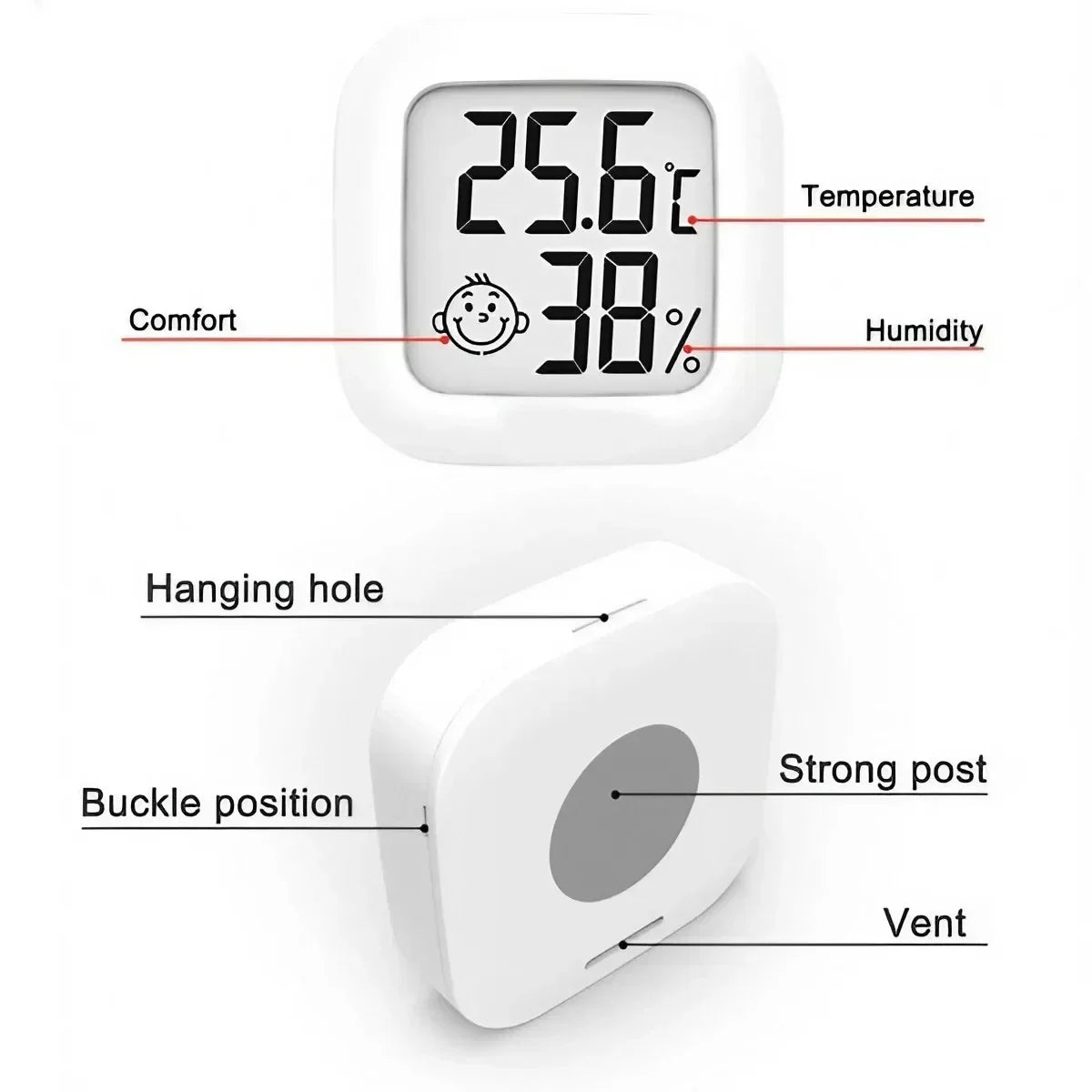 Digital Home Thermometer Hygrometer with Backlight for Indoor Temperature and Humidity Monitoring 1PC