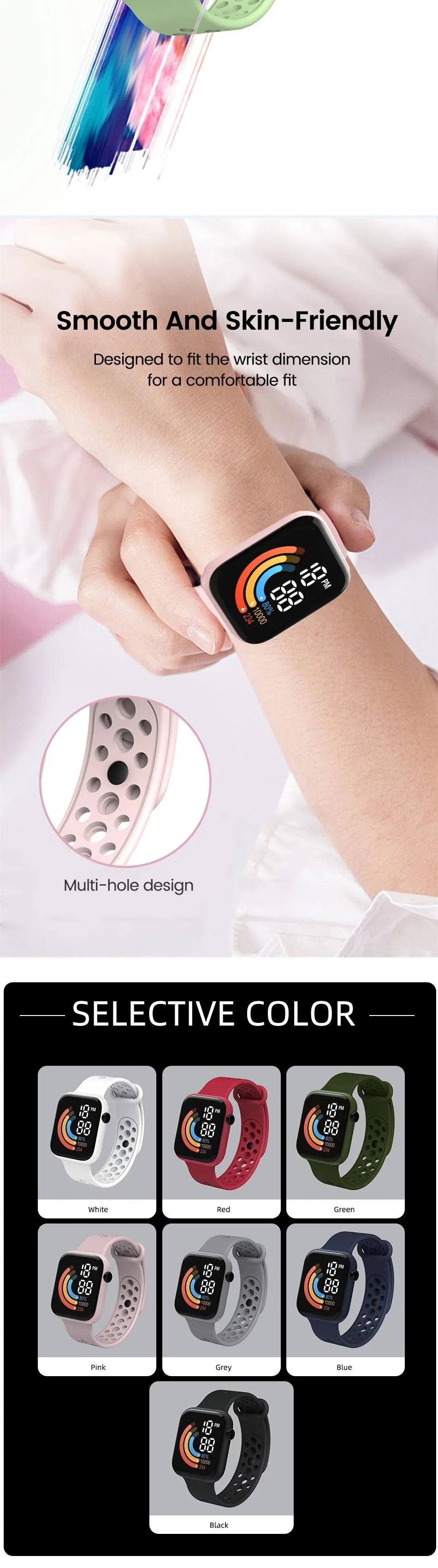 2023 New Fashion LED Digital Watch for Kids Sports Waterproof Watches Boy Girl Childrens Red Silicone Watch Electronic Clock