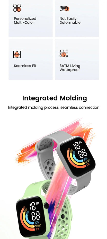 2023 New Fashion LED Digital Watch for Kids Sports Waterproof Watches Boy Girl Childrens Red Silicone Watch Electronic Clock