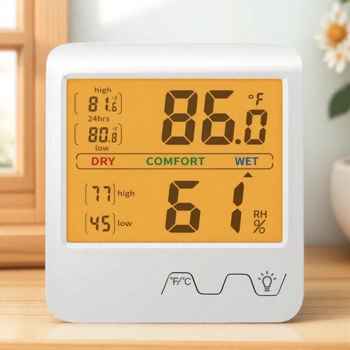 Digital Home Thermometer Hygrometer with Backlight for Indoor Temperature and Humidity Monitoring 1PC