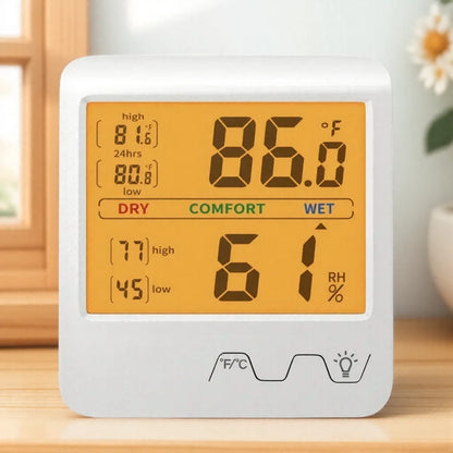 Digital Home Thermometer Hygrometer with Backlight for Indoor Temperature and Humidity Monitoring 1PC